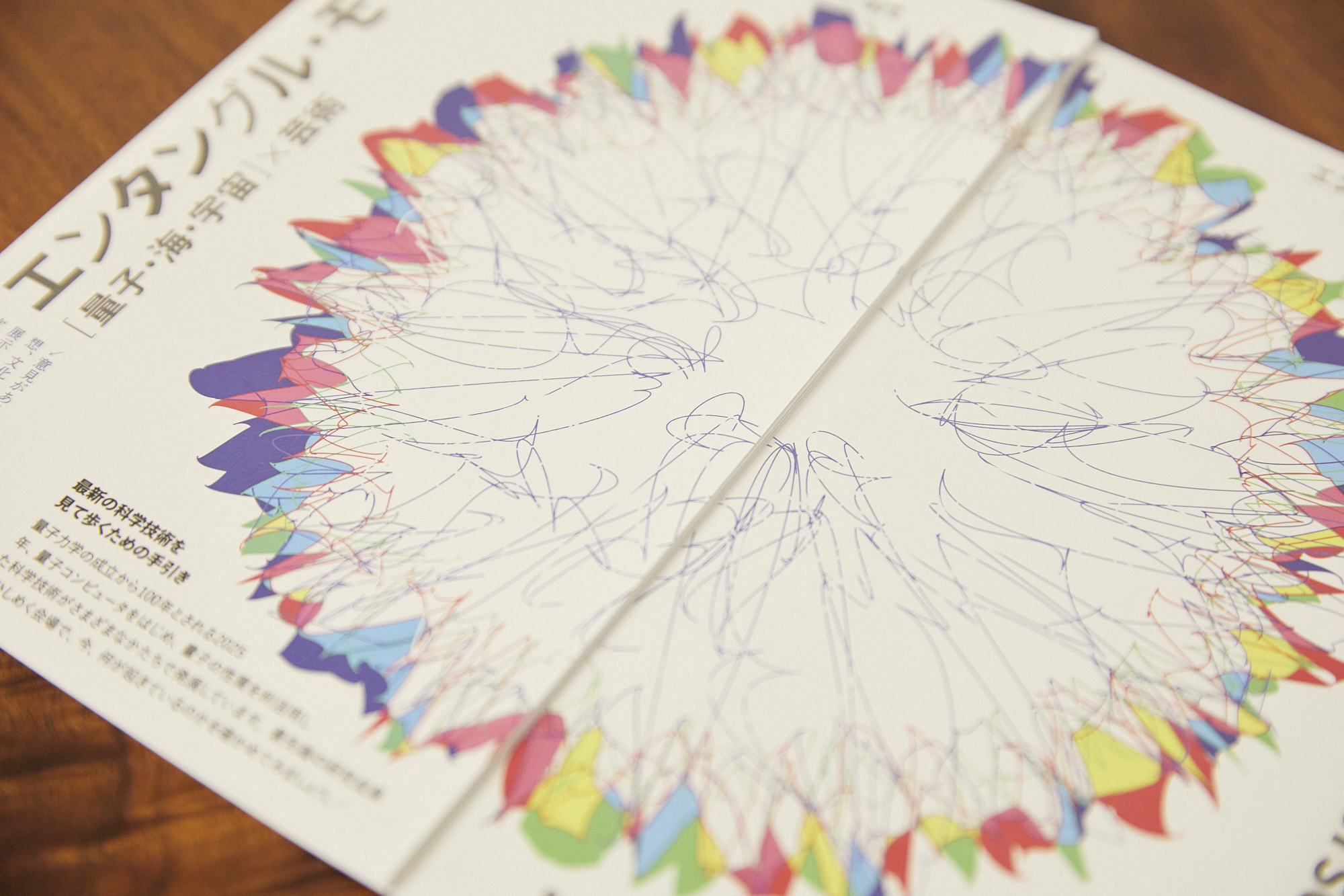 メインビジュアル《Q-Ring》がレイアウトされたブロシャー（展覧会パンフレット）表紙